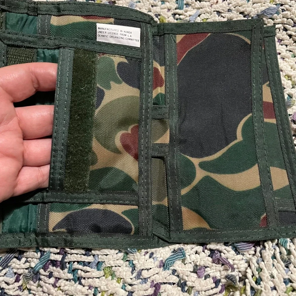 Vintage 1984 Los Angeles Olympics‎ green Camouflage trifold Wallet Sam the Eagle